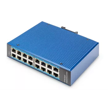 Digitus 16-porttinen Gigabit Ethernet verkkokytkin, teollinen, hallitsematon