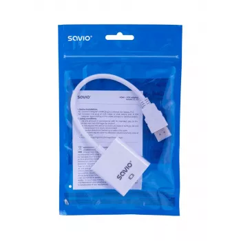 Savio CL-27B videokaapeliadapteri 0,1 m HDMI tyyppi A (standardi) VGA (D-Sub) valkoinen