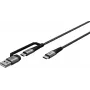 USB-C-latauskaapeli WENTRONIC Goobay 2in1, 2 m, erittäin kestävä, Space Grey/hopea