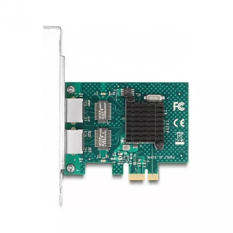 DeLOCK PCI Express x1 -kortti 2 x RJ45 Gigabit LAN BCM harmaa