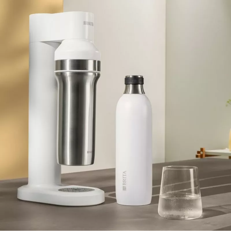 Brita sodaTRIO 1046735 hiilihapotuspullo, ruostumaton teräs, 1 l, valkoinen