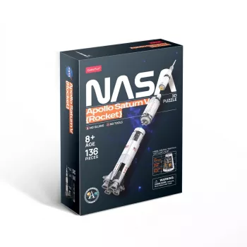 3D-palapeli cubicfun Apollo Saturn rakettimalli — mittakaavatarkka kokoonpano-oppimisrakennussarja