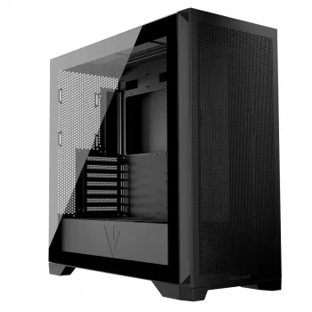PC-kotelo MODECOM VOLCANO EXPANSE S MIDI musta — karkaistu lasi, USB-C, tukee Micro-ATX, GPU jopa 430 mm