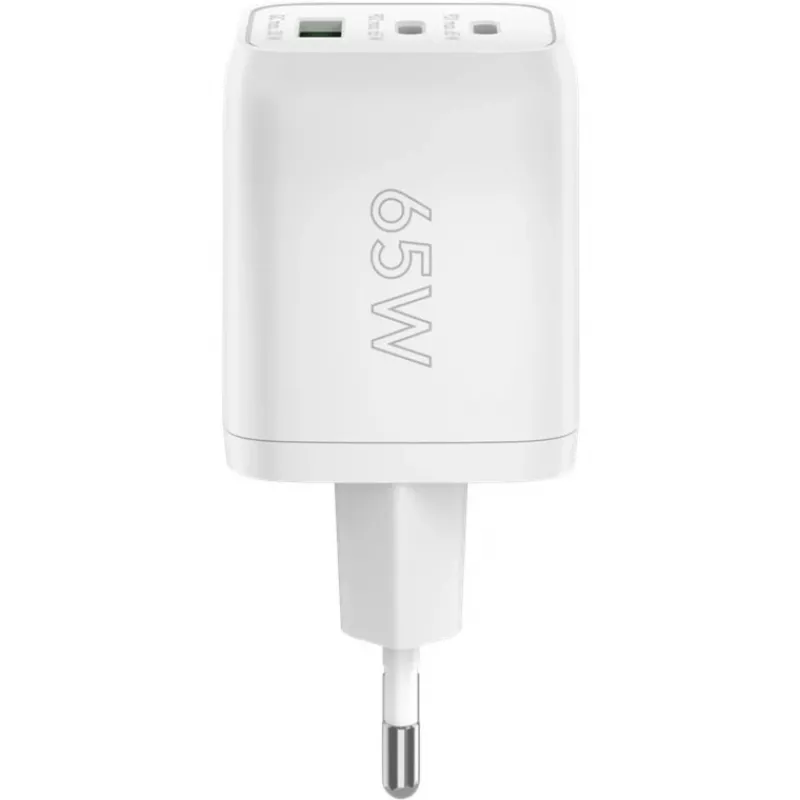 USB-C-pikalaturi Nano, PD, GaN, 65 wattia (valkoinen, 1x USB-A, 2x USB-C PD, Charge 3.0)