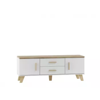 Cama RTV-taso LOTTA 140cm valkoinen + sonoma-tammi