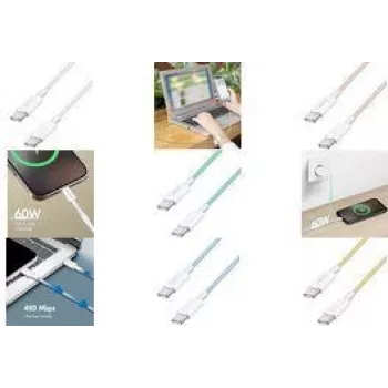 LogiLink USB 2.0 Type-C -kaapeli C/m> C/m nylon 60W sininen - kaapeli - digitaali/data (CU0351)