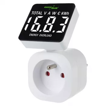 Energia-wattimittari GreenBlue GB620E 220 V verkkoon, enintään 16 A, pistokkeeseen liitettävä virta-/energiamittari