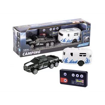 REVELL 23566 RC-auto asuntovaunulla — kauko-ohjattava minimalli, paristokäyttöinen, leikkiauto