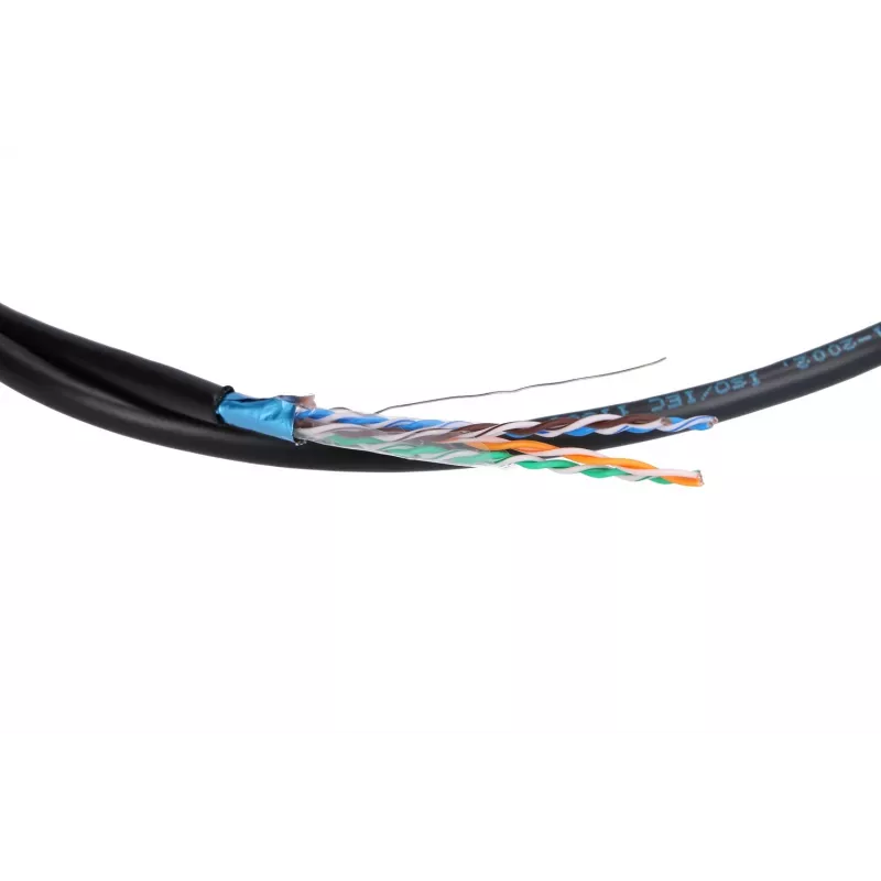 Verkkokaapeli Extralink Twisted Pair CAT5E FTP (F/UTP) V2 ulkokäyttöön 305M musta