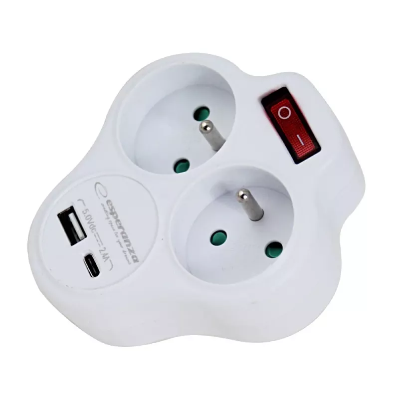 Esperanza ELK311W Sähköinen jakaja 2 GN. USB-C USB-A IN. valkoinen