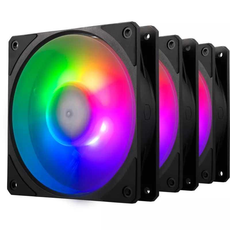 Sarja, jossa 3 COOLER MASTER -tuuletinta Mobius 120P ARGB