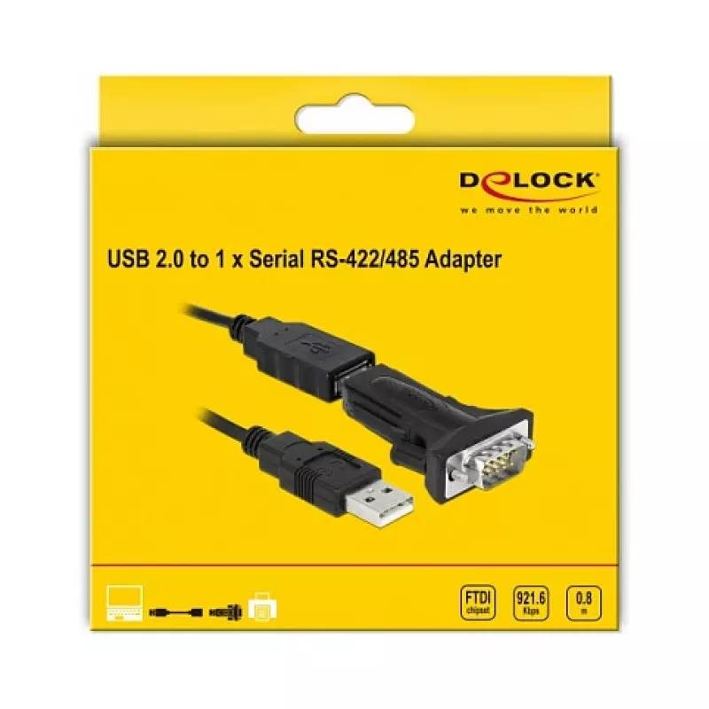 Sarjakaapeli DeLOCK 66286 USB Type-A DB-9 musta 0,8 m