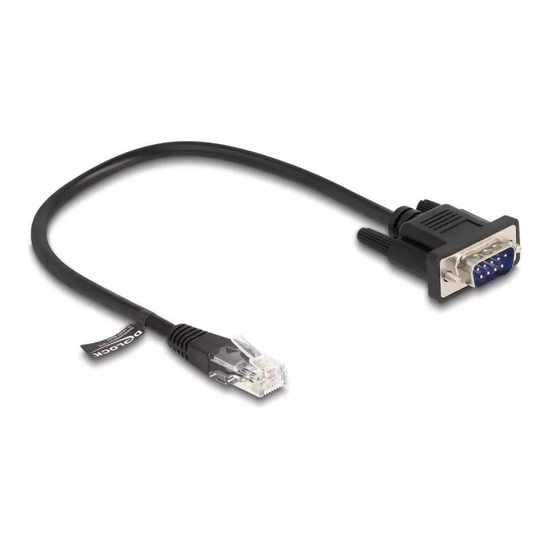 Delock RS-232-sarjakaapeli, RJ45-uros D-Sub 9 -uros, 30 cm, musta