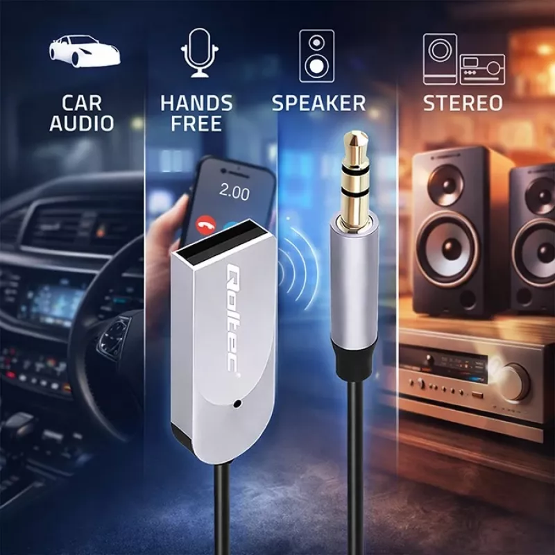 Langaton audion vastaanotinsovitin QOLTEC HiFi BT6.0 2xRC – Bluetooth-audiovastaanotin kaiuttimille ja autoradiolle