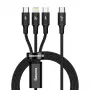 Baseus Rapid 3-in-1 USB-kaapeli 1,5 m USB-A USB-C/Micro USB-A/Lightning musta