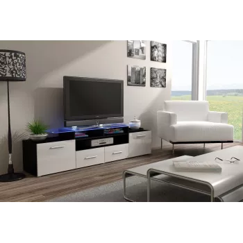 Cama TV-taso EVORA 200 musta/valkoinen kiiltävä