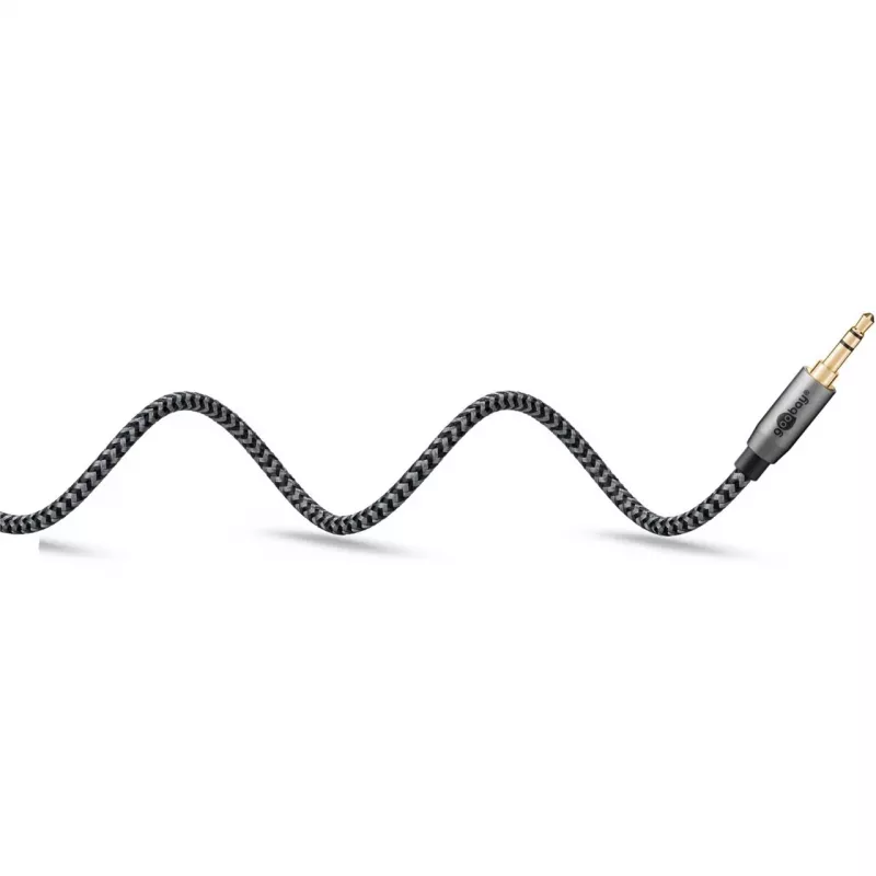 Plus audiokaapeli AUX 3,5 mm stereo (musta/hopea, 2 metriä)
