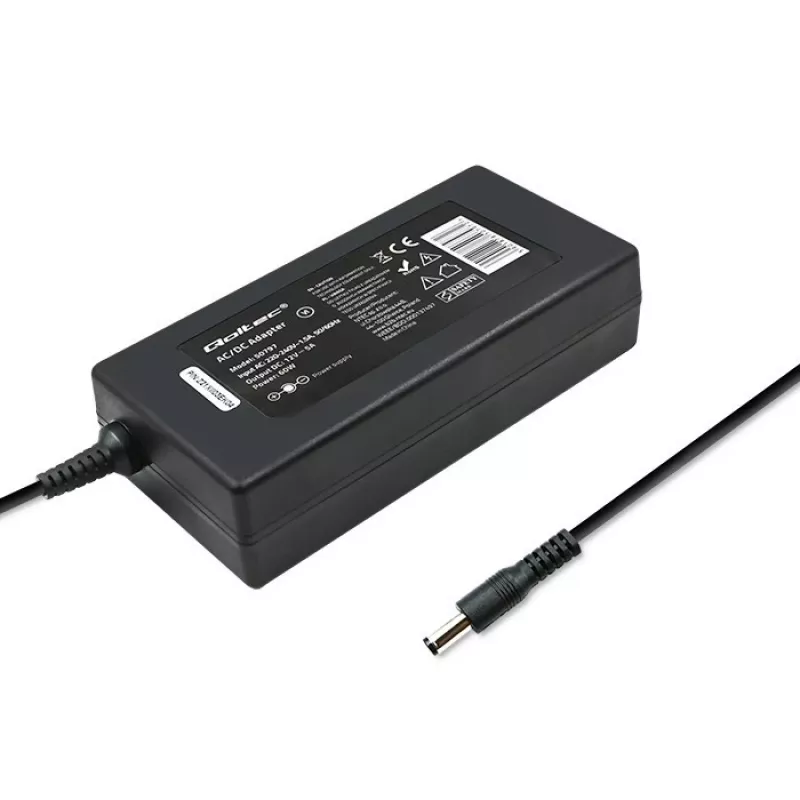 Qoltec 50797 pöytävirtalähde 60 W, 12 V, 5 A, 5,5x2,1 mm, virtajohdolla