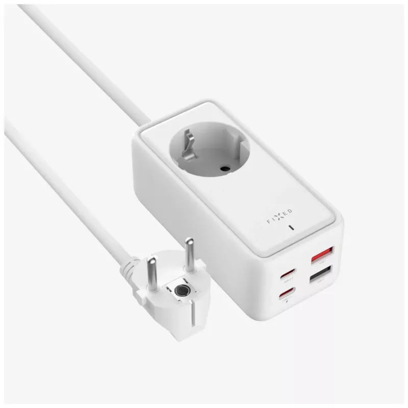 Virtalähdesovitin FIXED FIXCS65-1.5-WH 2× USB-C PD 65 W ja 2× USB-A-liitännöillä