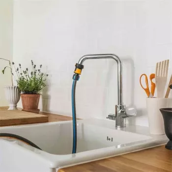 Fiskars 1027062 puutarhaletkun liitin letkuliitin metalli musta, oranssi, hopea 1 kpl