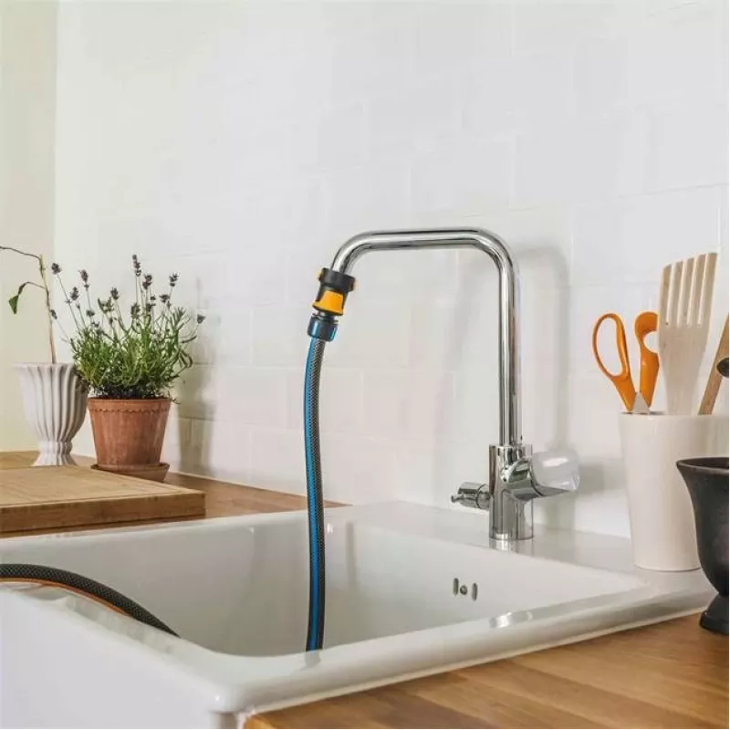 Fiskars 1027062 puutarhaletkun liitin letkuliitin metalli musta, oranssi, hopea 1 kpl