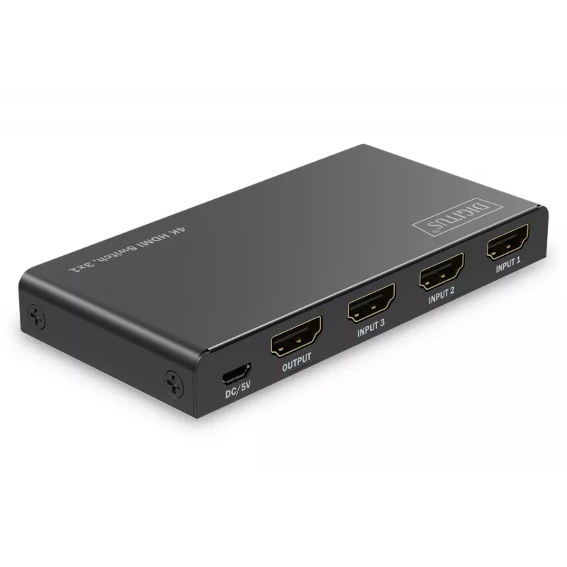 Digitus 4K HDMI-kytkin 3x1 metalli musta 18 Gbit/s