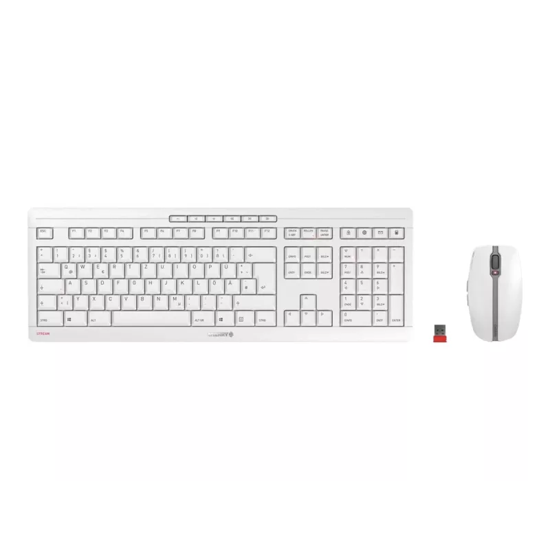 CHERRY Stream Desktop -näppäimistö ja -hiiri sisältää Office RF Wireless QWERTZ saksa valkoinen