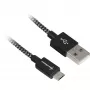 USB 2.0 -kaapeli, USB-A-pistoke > Micro-USB-pistoke (musta/harmaa, 0,5 metriä, päällystetty)