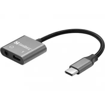 USB-C-audiosovitin SANDBERG PD65W 136-67 USB-C PD -läpiviennillä