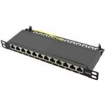 LogiLink - patch-paneeli - rack-asennus - RJ-45 X 12 - musta, RAL 9005 - 0,5U - 25,4 cm (10)