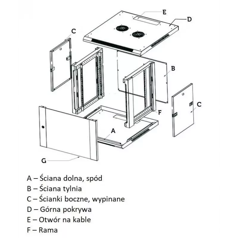 Seinäasennettava kaappi Extralink Rackmount-kotelo 6U 10