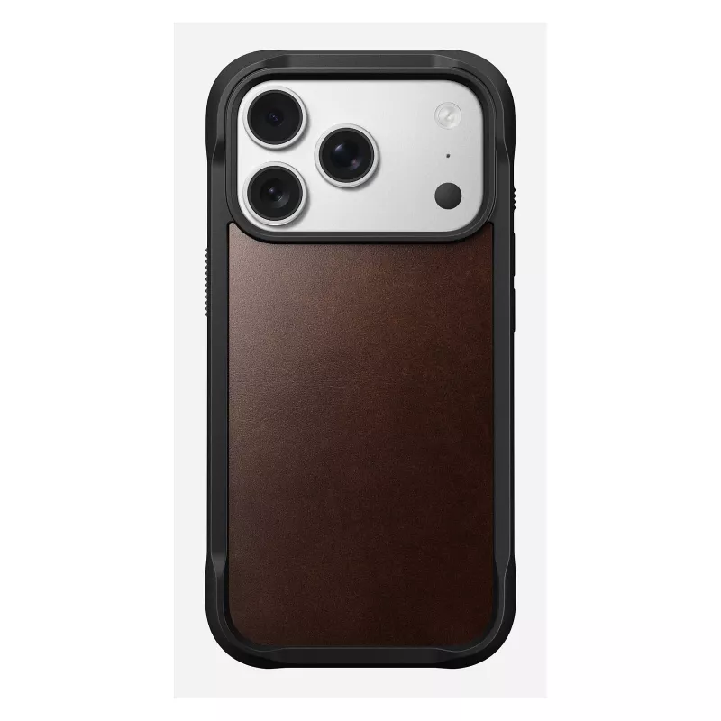 Nomad Rugged Leather Case -puhelinkotelo iPhone 17 Pro, 6,3 inch (16 cm), ruskea, nahka/TPU/alumiini