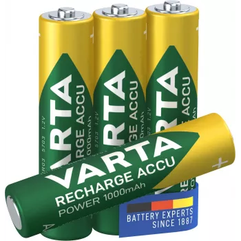VARTA HR03 AAA Recharge Accu Power 1000 mAh 05703 akut 4 kpl vihreä, keltainen