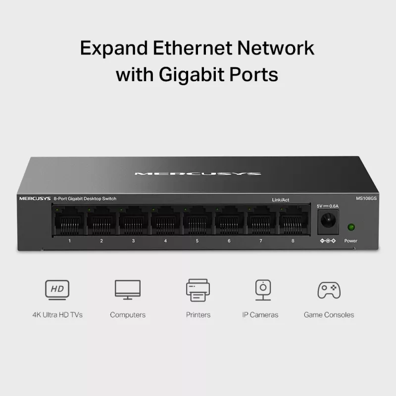 Mercusys 8-porttinen Gigabit-työpöytäkytkin