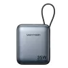 Vention FHEH0 varavirtalähde 10000 mAh 35 W USB-C-kaapelilla, harmaa