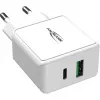 ANSMANN HC218PD - verkkolaite - 18 W - 3000 mA - PD, QC 3.0 - 2 lähtöporttia (USB, USB-C) - valkoinen (1001-0111)