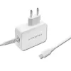 Qoltec 51039 65 W USB-C PD -virtalähde, 5–20,3 V, 2–3,25 A, sisäänrakennettu USB-C-kaapeli, valkoinen