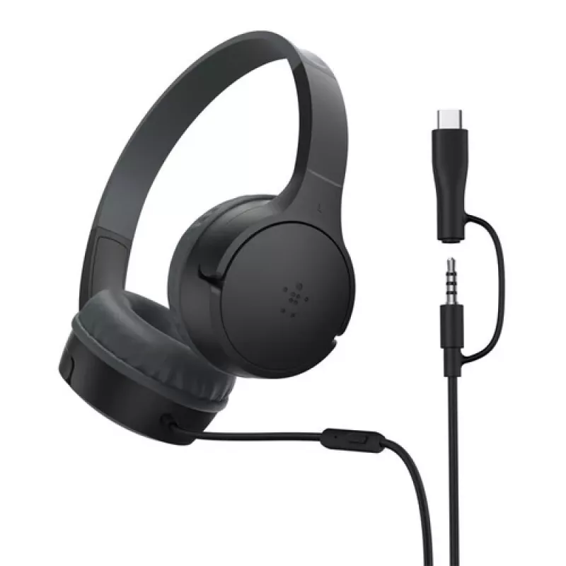 Belkin SoundForm johdolliset On-Ear-kuulokkeet lapsille, musta. AUD010hqBK