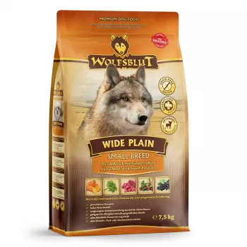Kuivaruoka koirille Wolfsblut Wide Plain Small Breeds — hevonen & bataatti, 7,5 kg, viljaton, 26 % proteiini