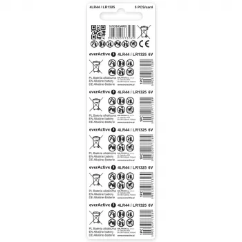 Alkali-nappikennot everActive LR44 1,5 V – 5 kpl:n pakkaus