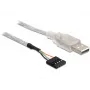 DeLOCK 83078 USB 2.0 -A uros -kaapeli emolevyn nastaliittimeen, 70 cm