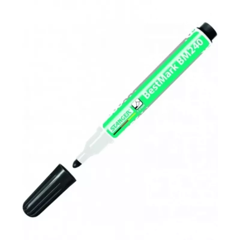 Whiteboard-tussi STANGER BM240 1-3 mm, pyöreä kärki, musta 1 kpl