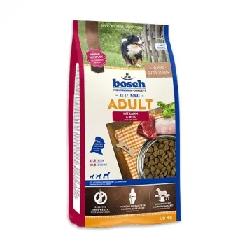 Kuivaruoka koirille Bosch Adult lampaalla & riisillä, 3 kg — aikuisille koirille, sopii kaikille roduille, tukee ruokayliherkkyyksissä
