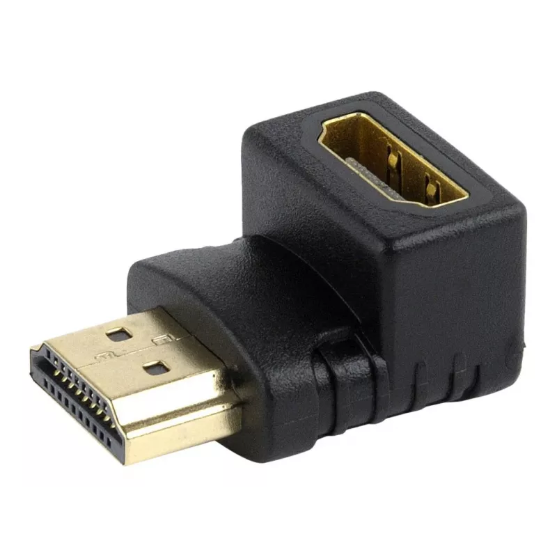 HDMI-sovitin GEMBIRD A-HDMI90-FML, HDMI–HDMI, 90° kulmasovitin, musta