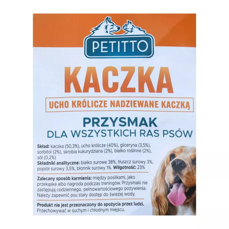 PETITTO Ankalla täytetty kaniinin korva koiranherkku, 500 g