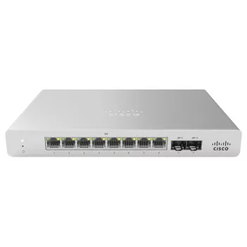 Cisco - Meraki Cloud Managed MS120-8 - kytkin - hallittava - 8 x 10/100/1000 (PoE+) + 2 x Gigabit SFP seinäasennettava Desktop PoE+ (124 W)