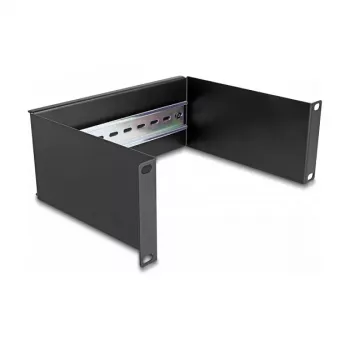 Rack-kiinnitys DeLOCK 10 tuuman DIN-kiskopaneeli 2U musta metalli 180 mm