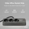 Jatkojohto DIGITUS 3-osainen 2×USB-A & 1×USB-C, 3 AC-pistorasiaa tyyppi E/F, 1,5 m kaapeli, musta