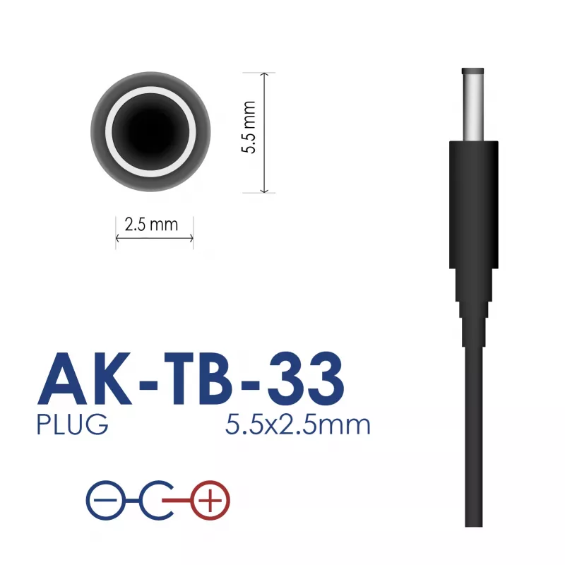 Akyga AK-TB-33 yleisvirtalähde, 5 V, 2 A, 10 W, 5,5 x 2,5 mm, 1,5 m