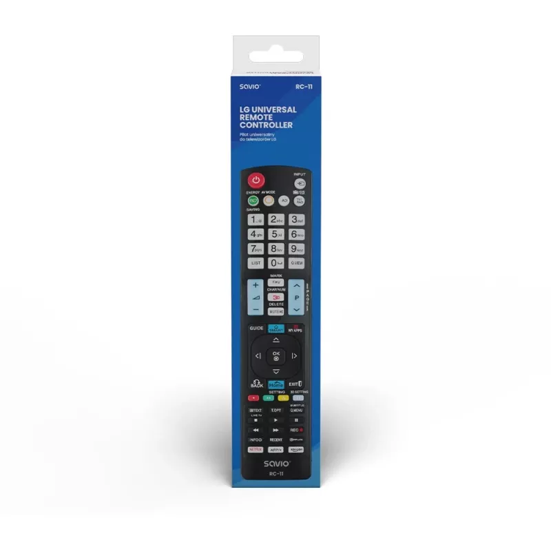 SAVIO RC-11 infrapunakaukosäädin LG TV:lle, musta, kantama 10 m, tukee 1 laitetta